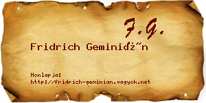 Fridrich Geminián névjegykártya